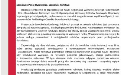 List od Krzysztofa Jurgiela Posła do Parlamentu Europejskiego