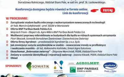 Pomorski Ośrodek Doradztwa Rolniczego zaprasza na konferencję: “AKTUALNE ZAGADNIENIA DOTYCZĄCE CHOWU I HODOWLI BYDŁA MLECZNEGO”